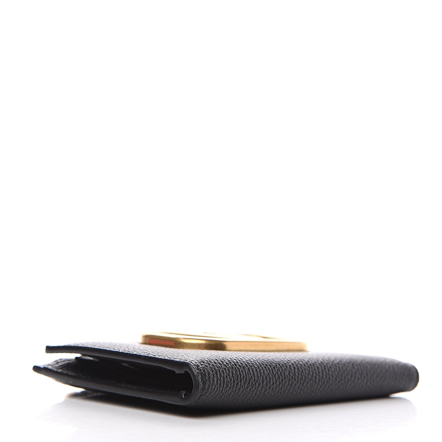 Grained Calfskin VLogo Coin Case Card Holder Black