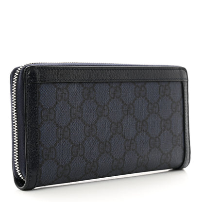 Gucci GG Supreme Monogram Textured Dollar Calfskin Ophidia Zip Around Wallet Blue Dark Blue 3 of 7