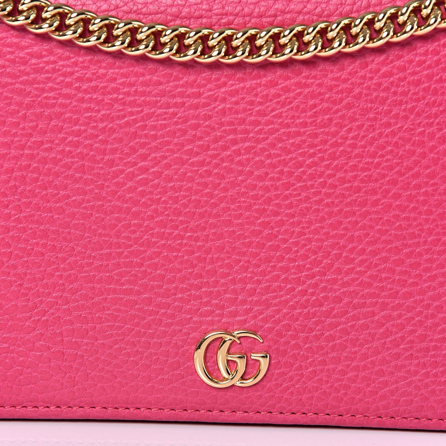 Gucci Dollar Calfskin Mini GG Marmont Chain Wallet Box Pink 8 of 9