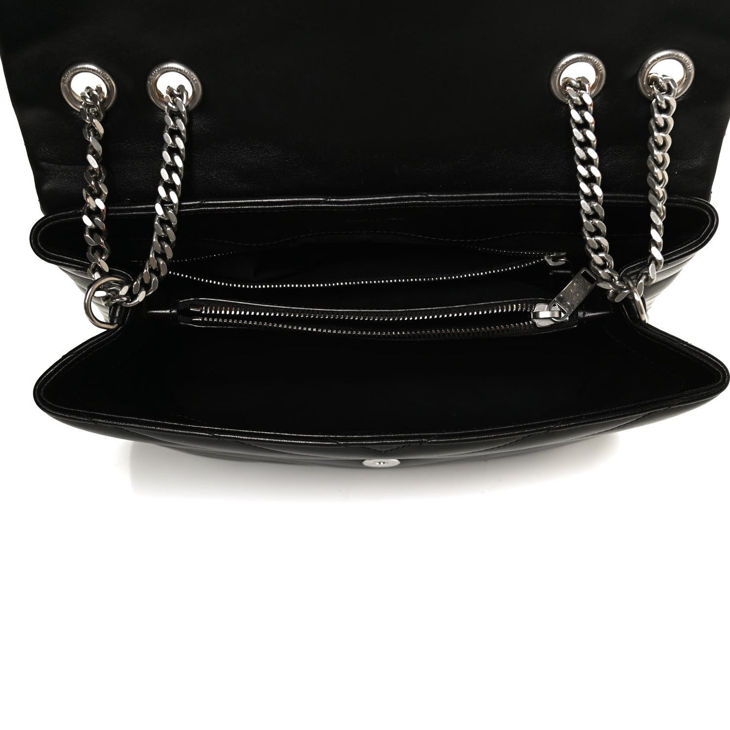 Calfskin Y Quilted Monogram Medium Loulou Chain Satchel Black