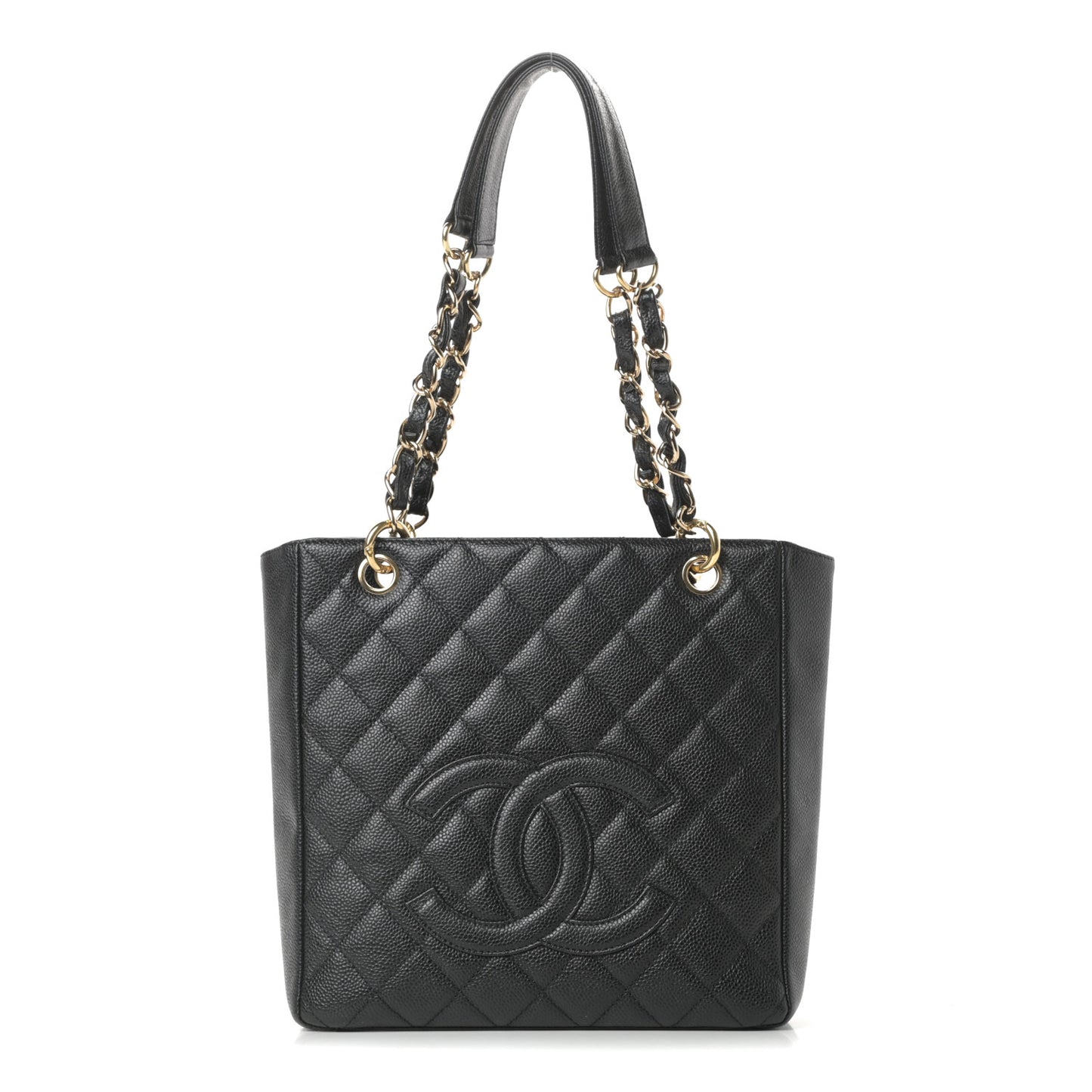 Caviar Quilted Petit Shopping Tote PST Black