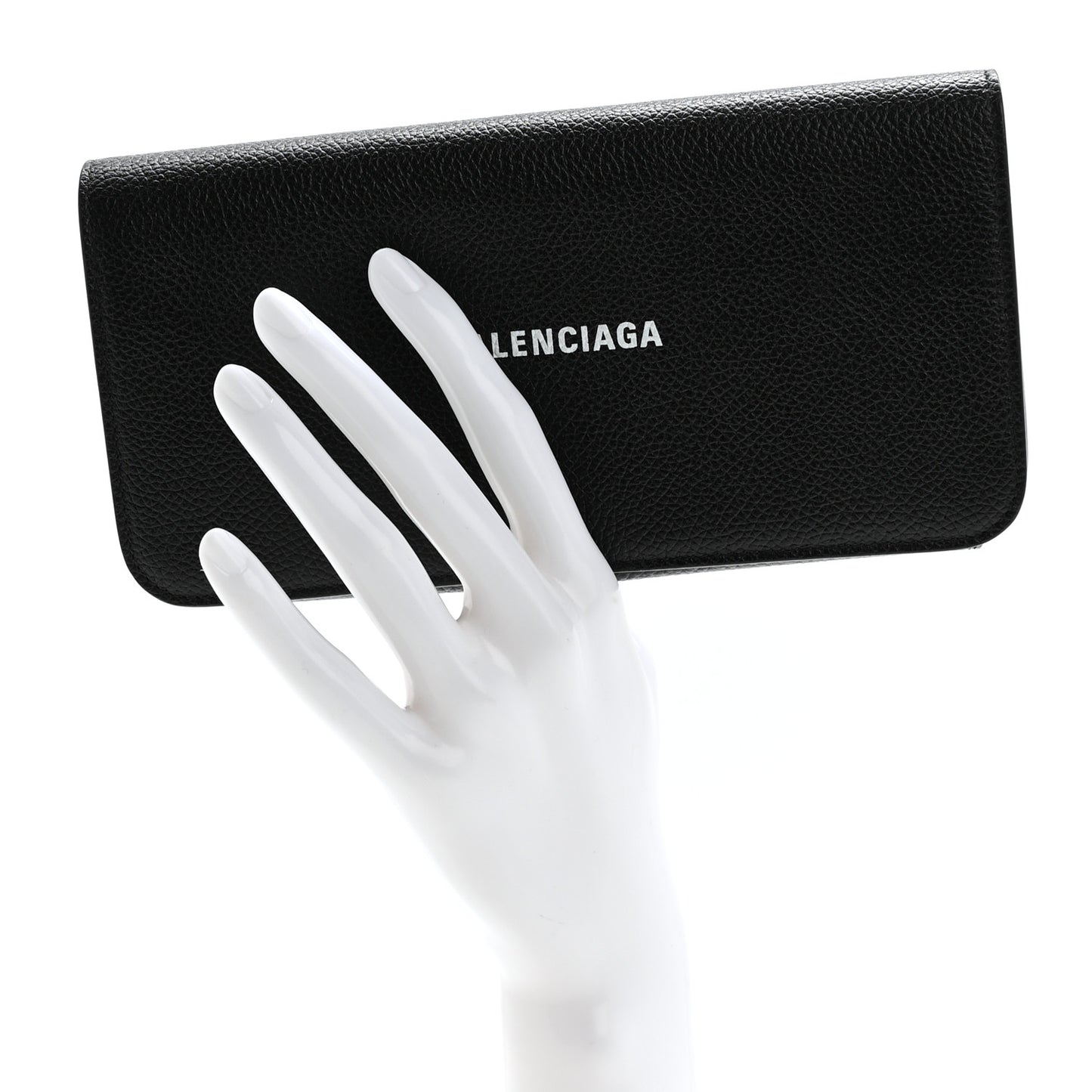 Grained Calfskin Logo Cash Thin Money Wallet Black White