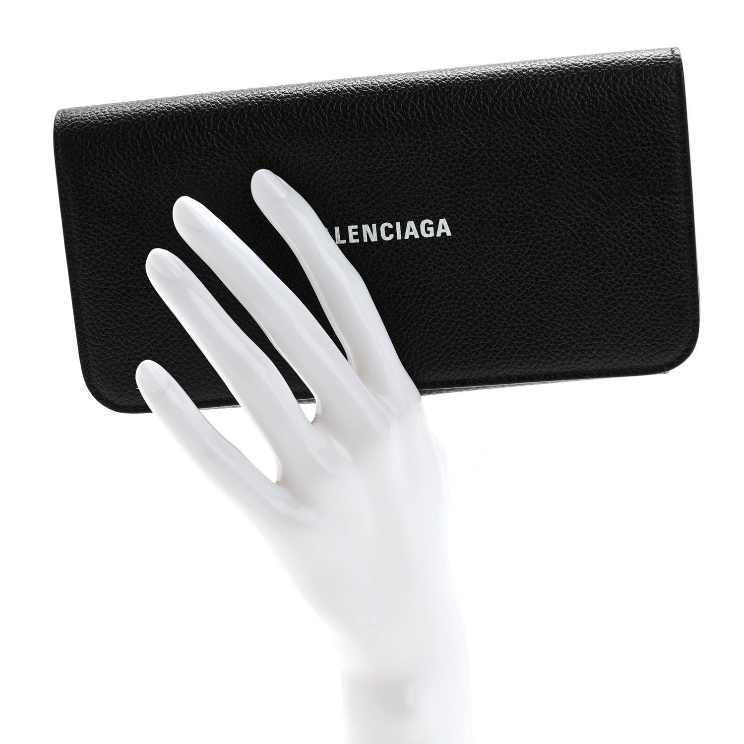 Balenciaga Grained Calfskin Logo Cash Thin Money Wallet Black White 2 of 10