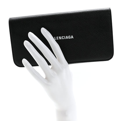 Balenciaga Grained Calfskin Logo Cash Thin Money Wallet Black White 2 of 10