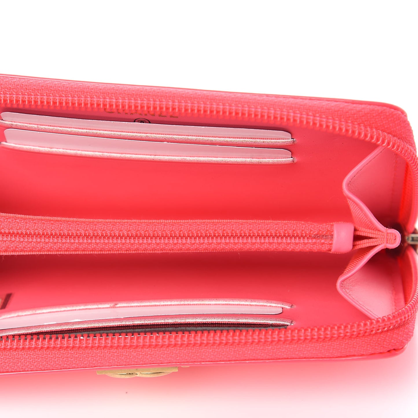 Patent Quilted Small Boy Zip Around Wallet Pink