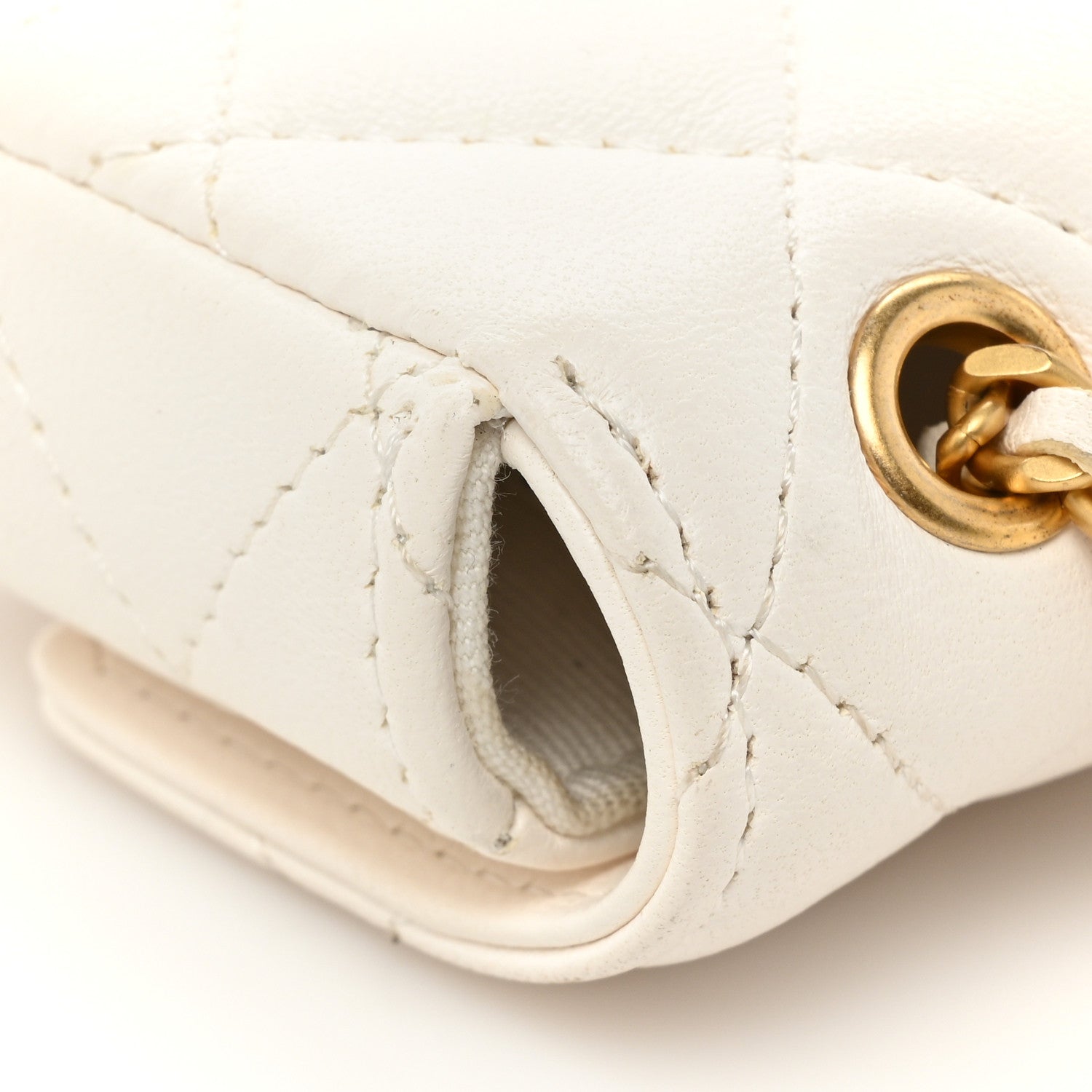 Chanel Lambskin Enamel Quilted Mini Chain Belt Bag White 17 of 19