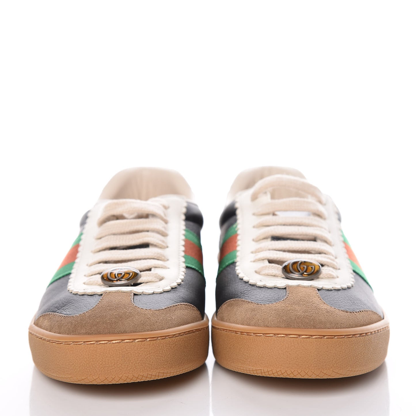 Calfskin Suede Web Womens G74 Sneakers 36.5 Ardesia Black New Mystic White