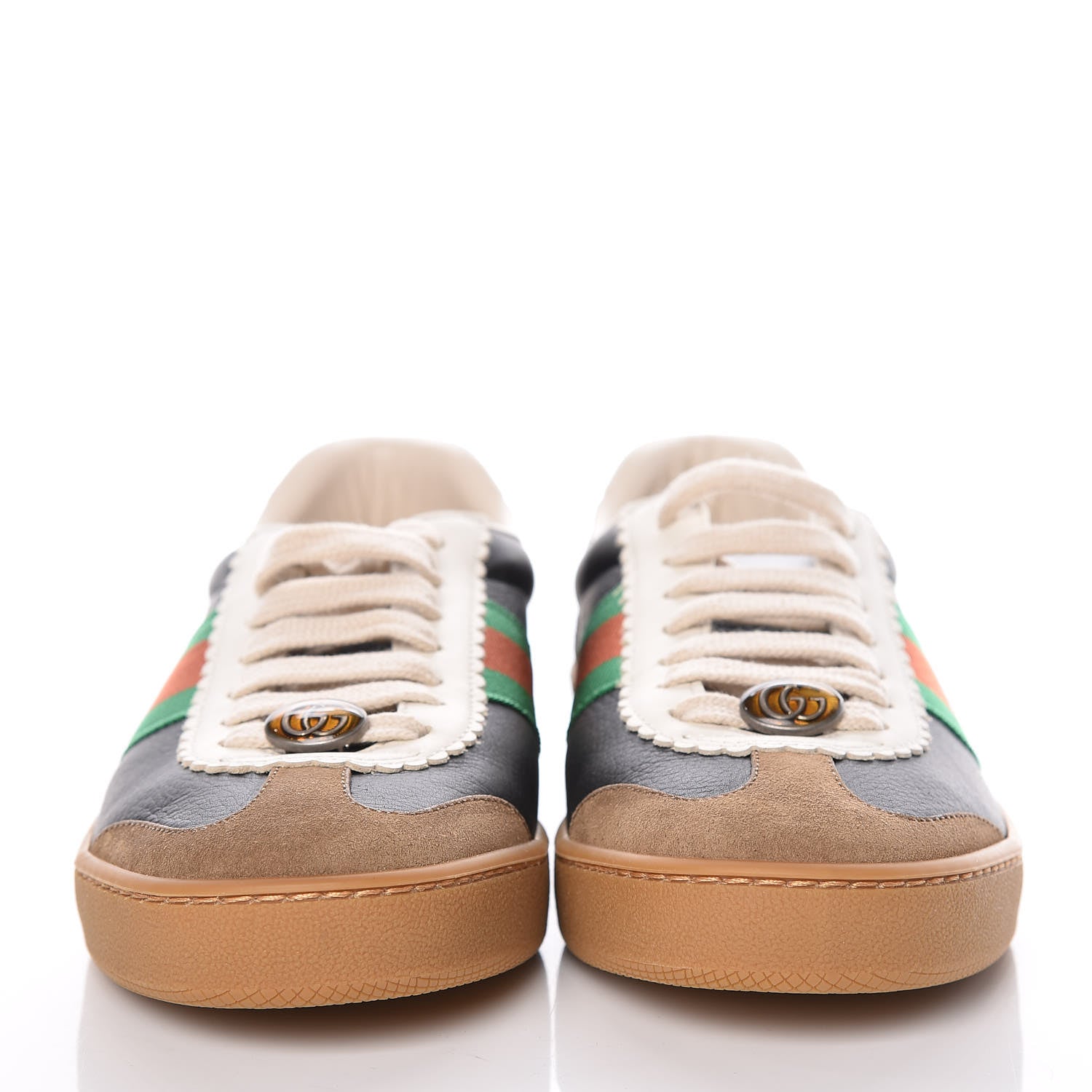 Gucci Calfskin Suede Web Womens G74 Sneakers 36.5 Ardesia Black New Mystic White 2 of 9