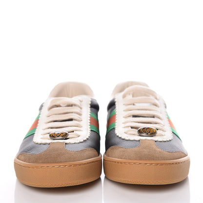 Gucci Calfskin Suede Web Womens G74 Sneakers 36.5 Ardesia Black New Mystic White 2 of 9