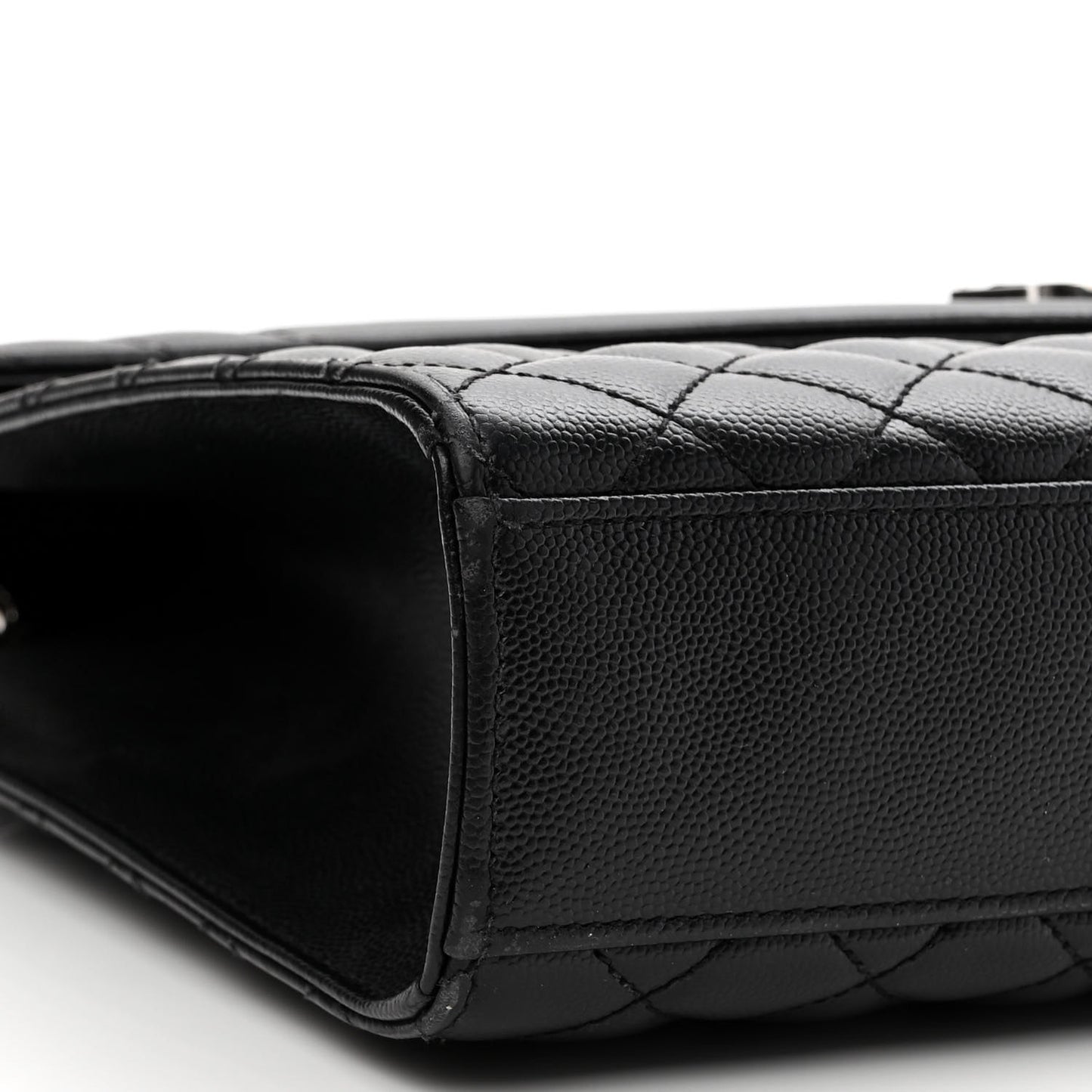 Grain De Poudre Textured Mixed Matelasse Large Triquilt Monogram Satchel Black