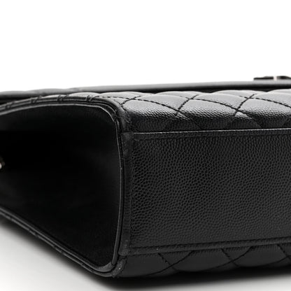 Saint Laurent Grain De Poudre Textured Mixed Matelasse Large Triquilt Monogram Satchel Black 10 of 12