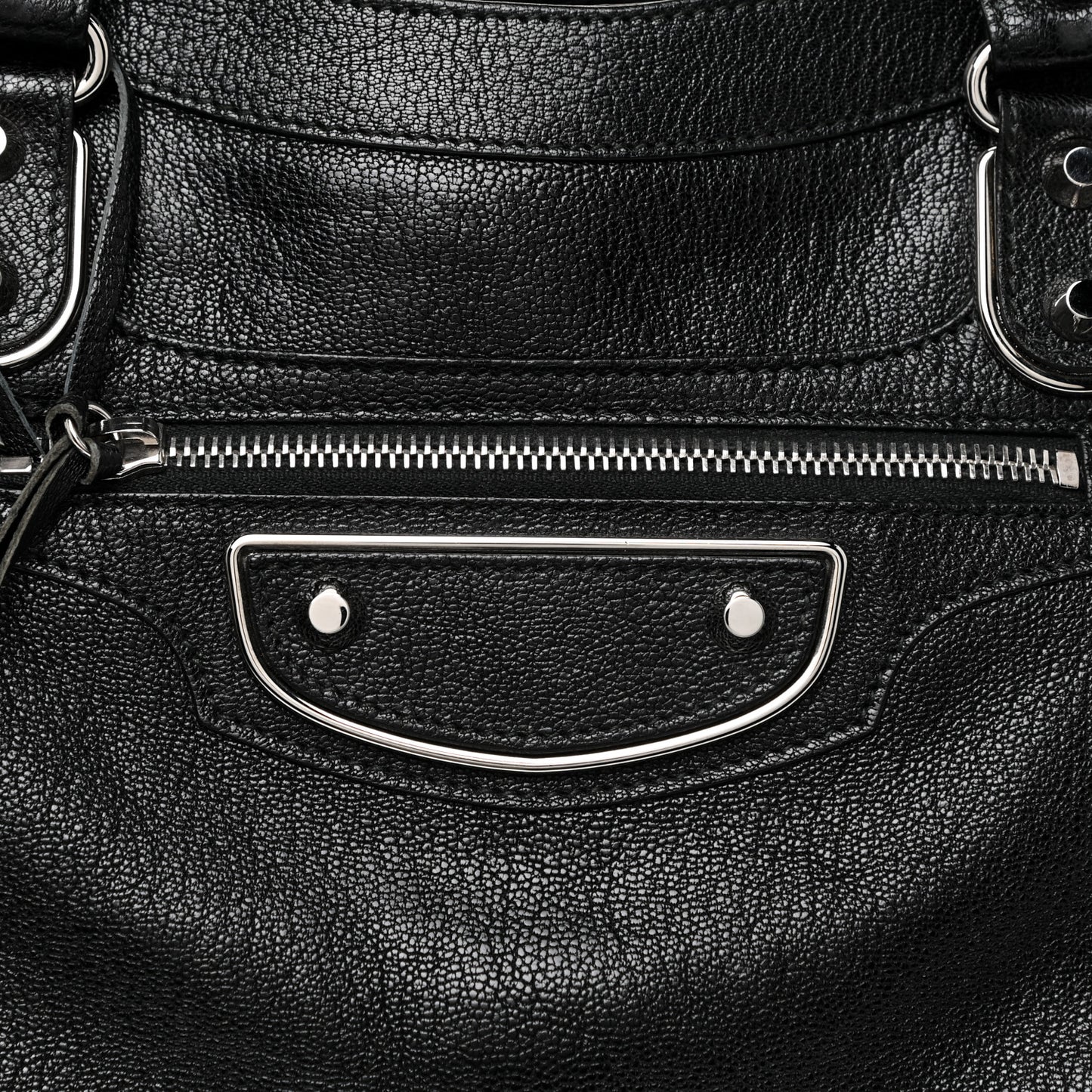 Chevre Silver Metallic Edge Hardware Velo Black