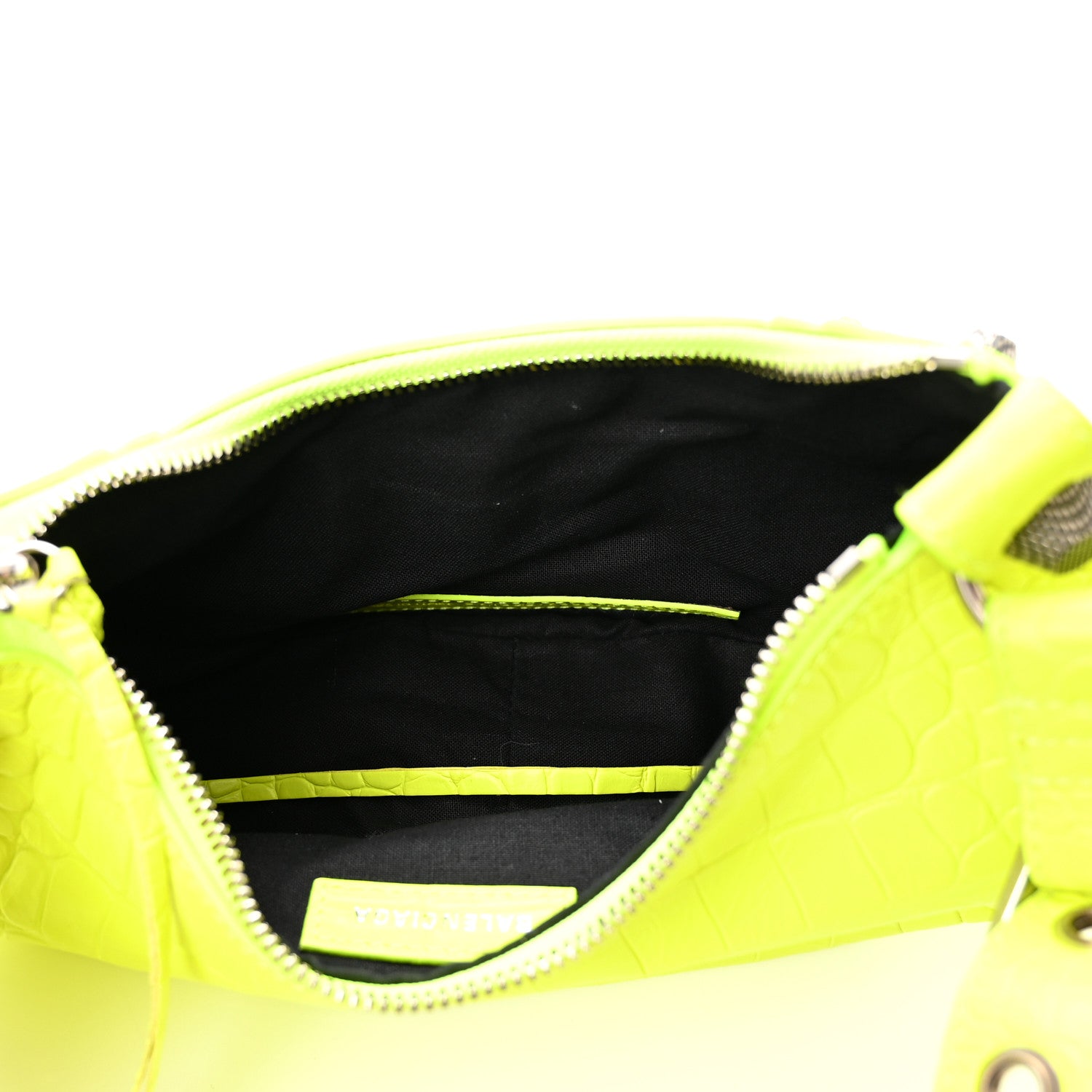 Balenciaga Extra Supple Calfskin Crocodile Embossed Le Cagole Shoulder Bag XS Fluo Yellow 5 of 10