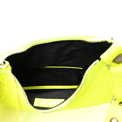 Balenciaga Extra Supple Calfskin Crocodile Embossed Le Cagole Shoulder Bag XS Fluo Yellow 5 of 10