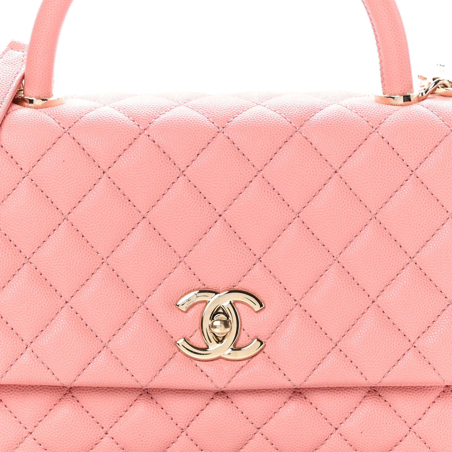 Caviar Quilted Small Coco Handle Flap Pink