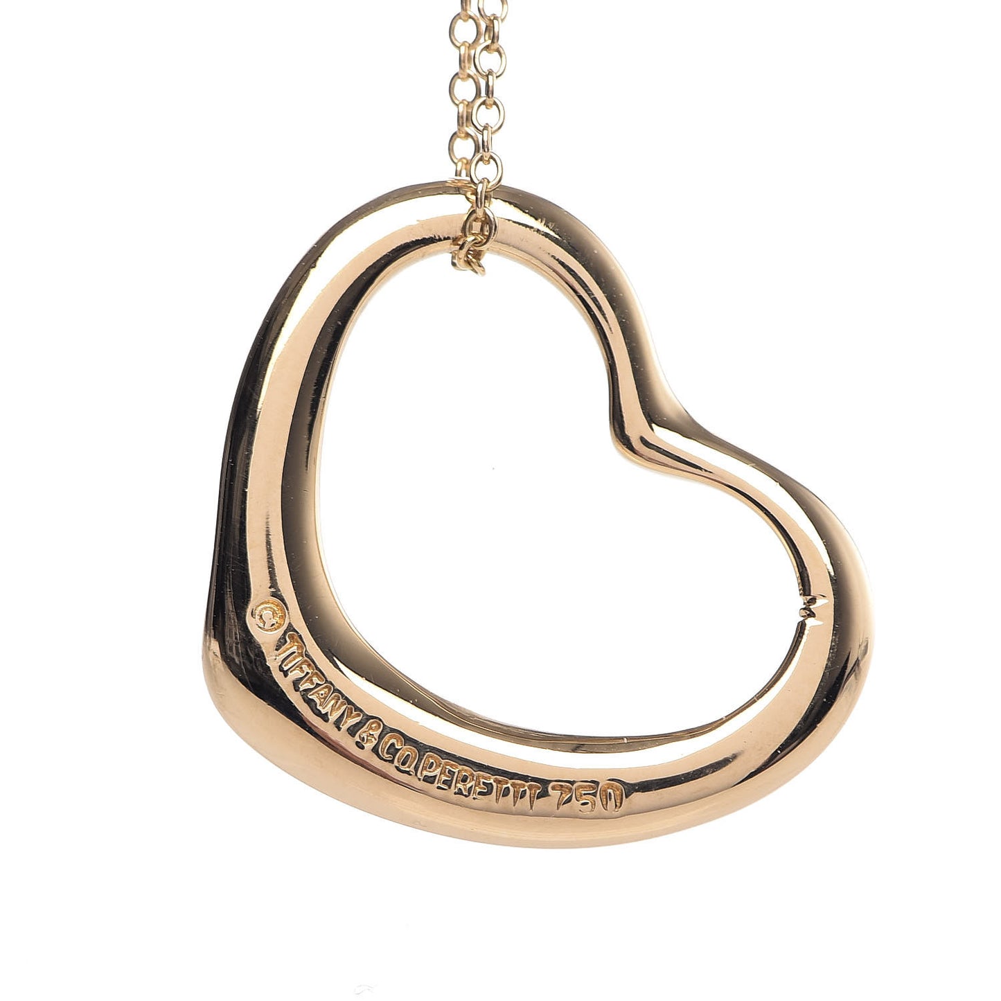 18K Yellow Gold 22mm Elsa Peretti Open Heart Pendant Necklace