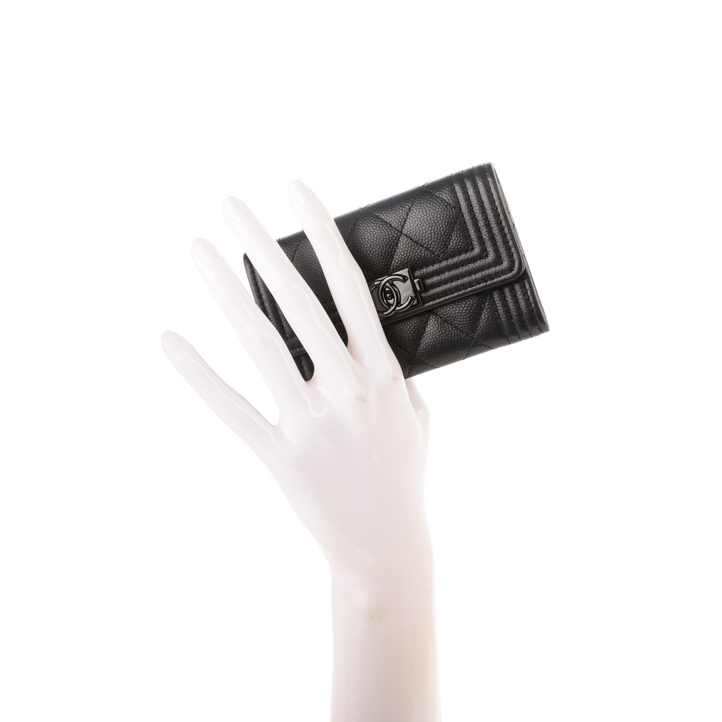 Caviar Quilted Boy Flap Card Holder So Black