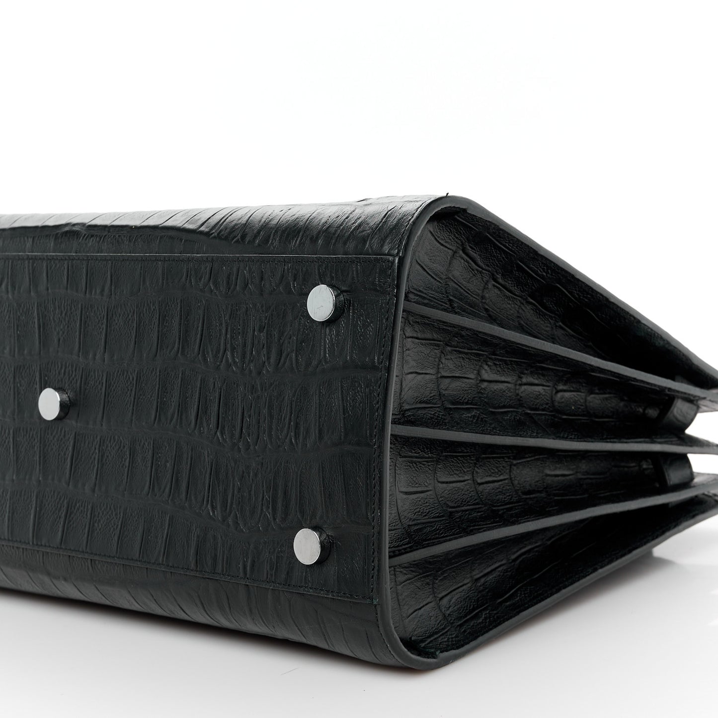 Calfskin Crocodile Embossed Small Supple Sac de Jour Black