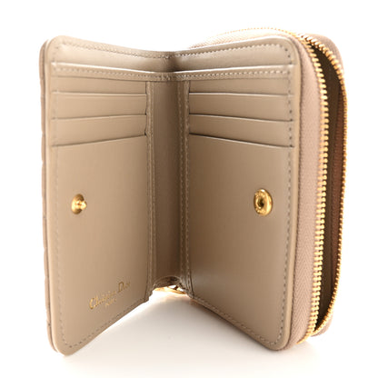 Christian Dior Grained Calfskin Supple Cannage Caro Scarlet Zipped Wallet Sand 5 of 10