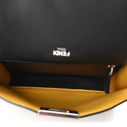 Fendi Cuoio Romano Vitello Cover Glazed Fabric Bi-Color FF 1974 Mini Peekaboo I SEE U Satchel Black Brown 5 of 9