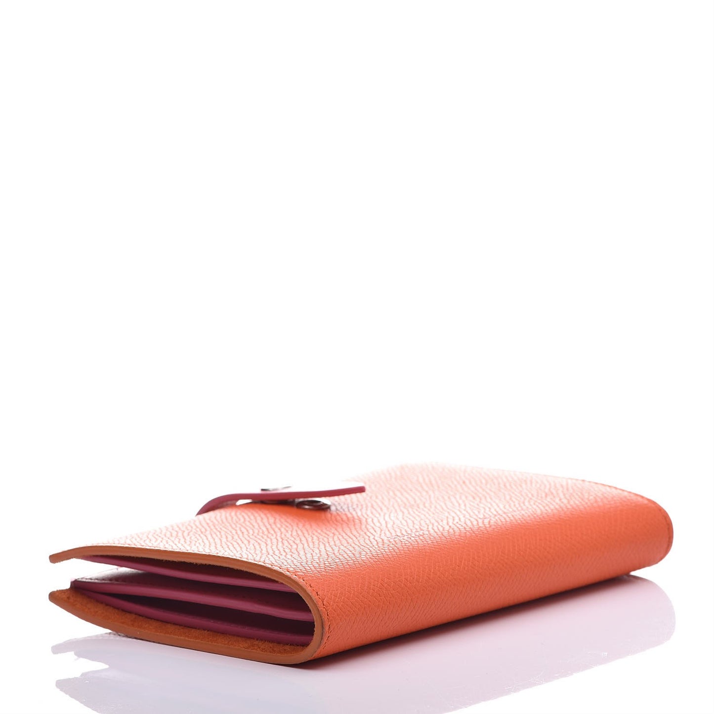Grained Calfskin Medium Multifunction Strap Wallet Orange