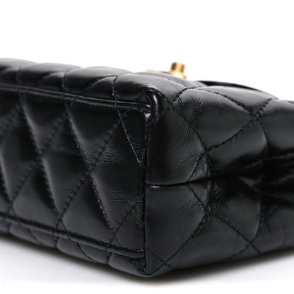 Chanel Shiny Aged Calfskin Quilted Nano Kelly Shopper Black 10 of 10