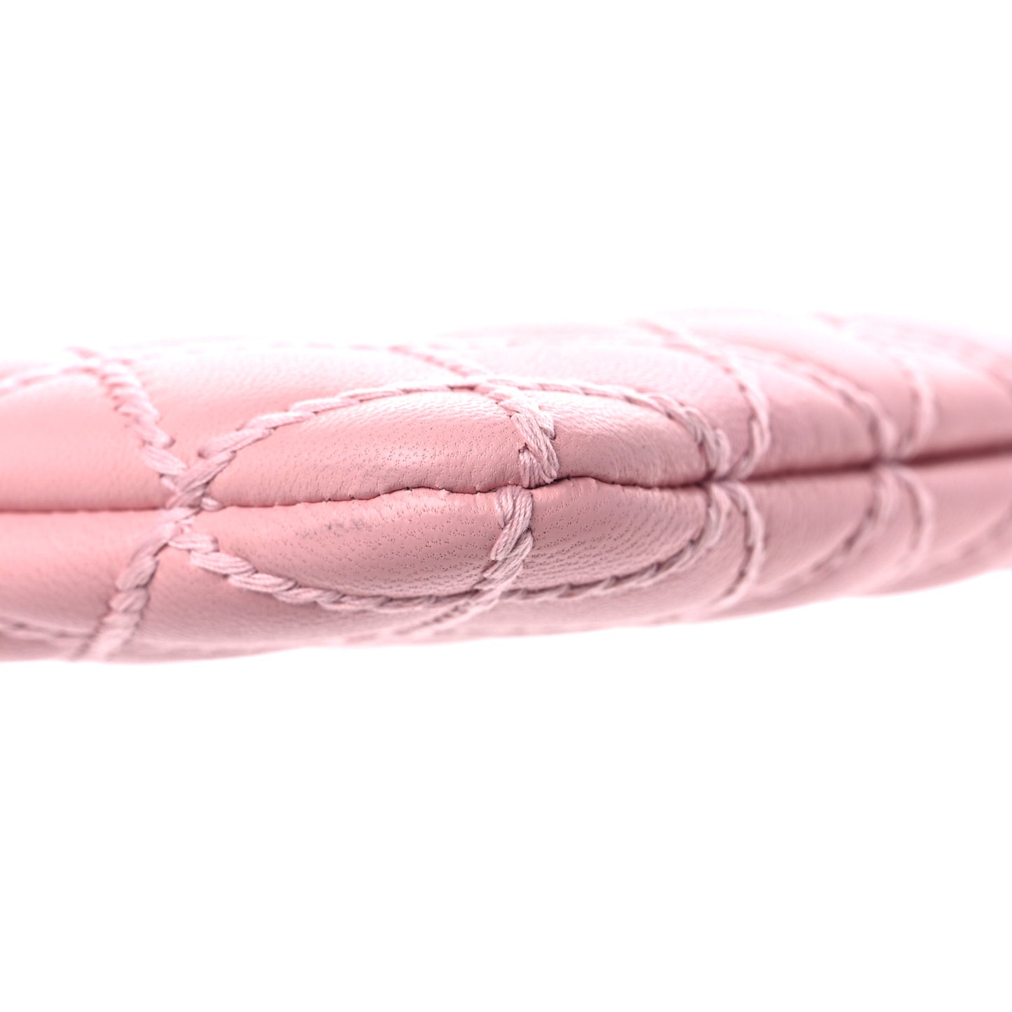 Calfskin Quilted Enamel CC Stitched Medium Cosmetic Case Pink