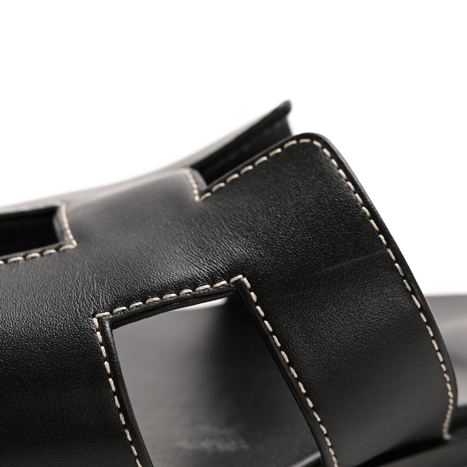 Hermes Box Calfskin Oran Sandals 38.5 Black 10 of 10