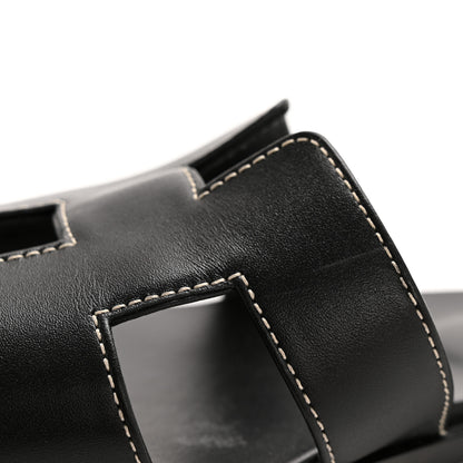 Hermes Box Calfskin Oran Sandals 38.5 Black 10 of 10