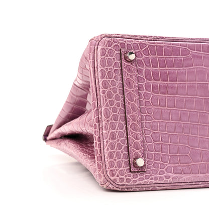 Hermes Shiny Porosus Crocodile Birkin 35 Violet 9 of 10