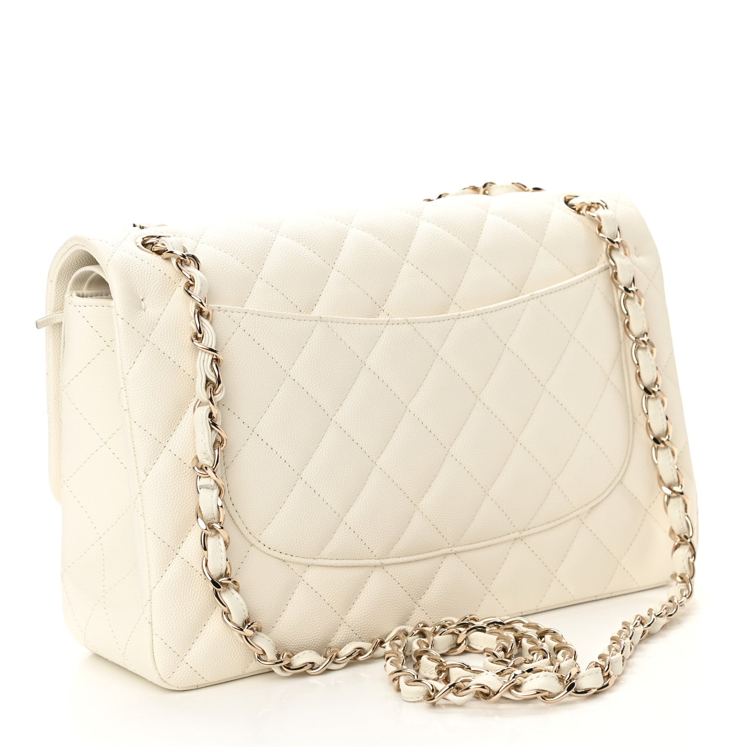 Chanel Caviar Quilted Jumbo Double Flap White 2 of 10