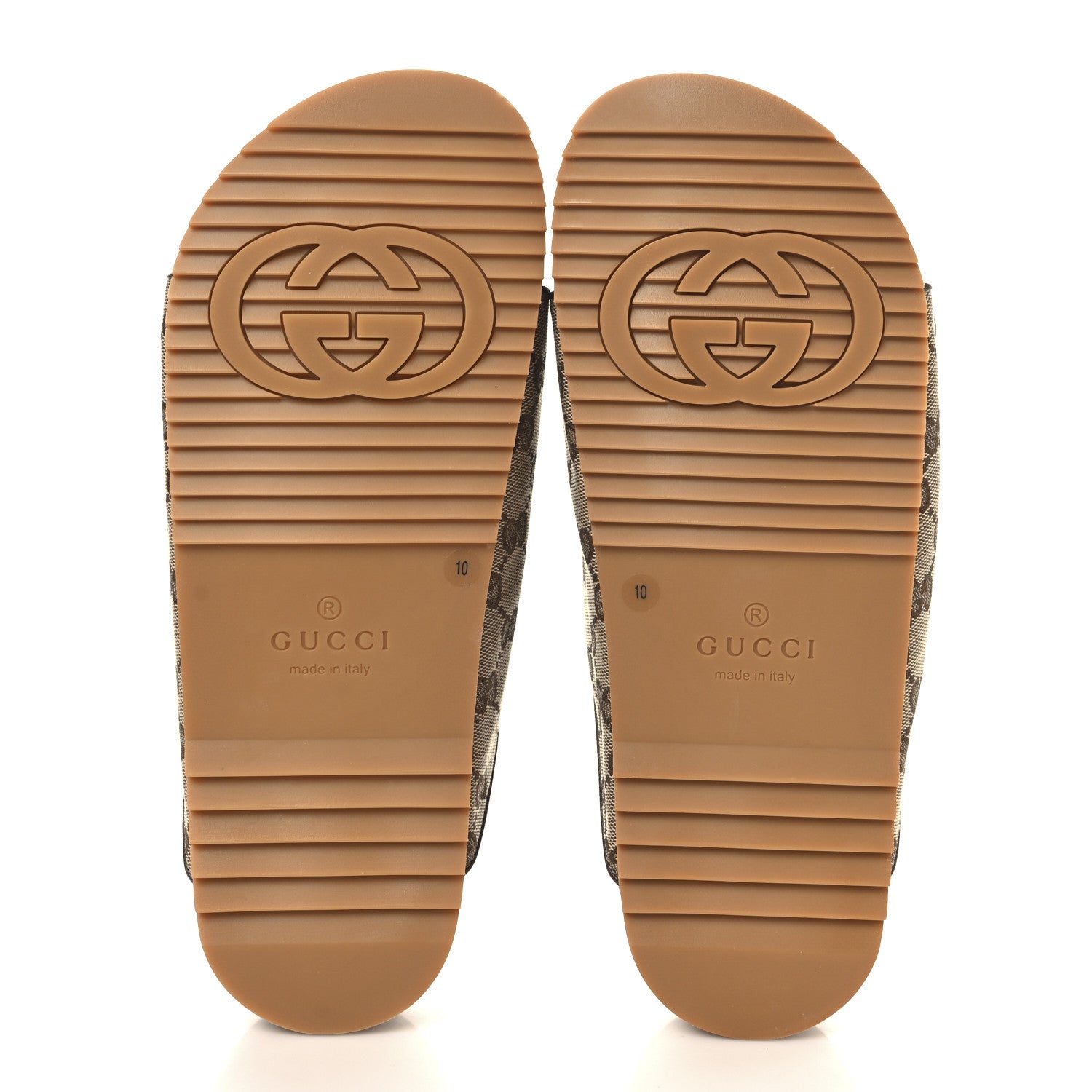 Gucci GG Monogram Lavaredo Eco Fabric Mens Slide Sandals With Straps 10 Beige Ebony Light Brown 6 of 10