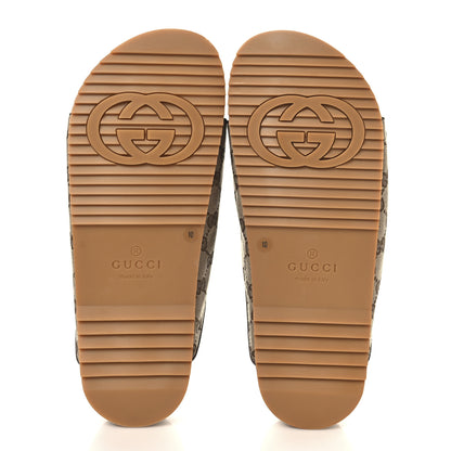 Gucci GG Monogram Lavaredo Eco Fabric Mens Slide Sandals With Straps 10 Beige Ebony Light Brown 6 of 10