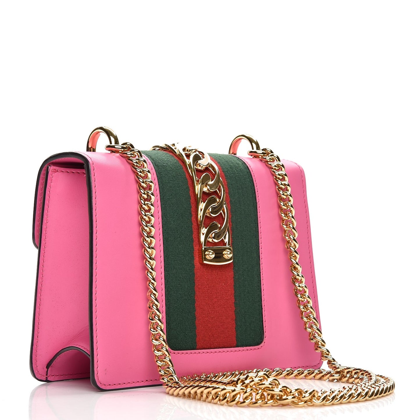 Vitello Fontanella Web Mini Sylvie Chain Shoulder Bag Pink Tropical Flower