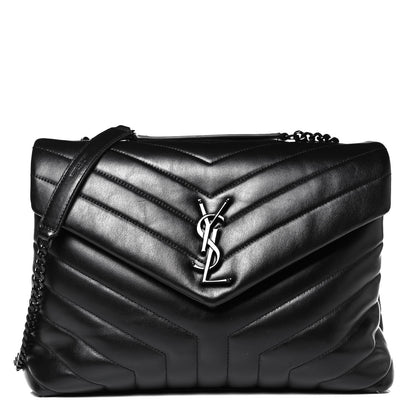 Saint Laurent Calfskin Y Quilted Monogram Medium Loulou Chain Satchel Black 1 of 9