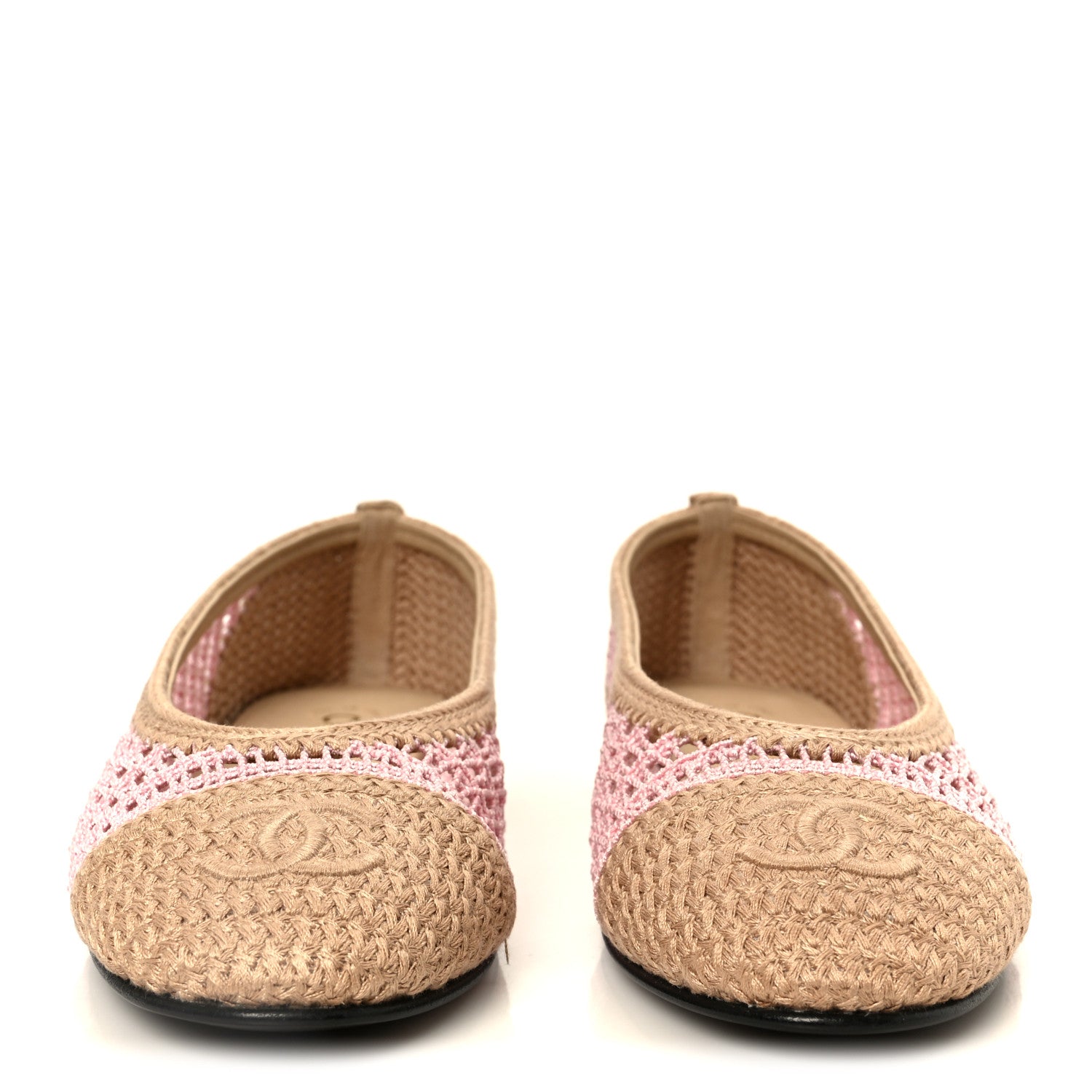 Chanel Raffia Cap Toe Ballerina Flats 36.5 Pink Beige 3 of 10
