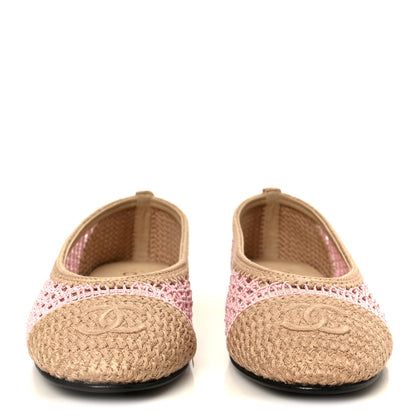 Chanel Raffia Cap Toe Ballerina Flats 36.5 Pink Beige 3 of 10