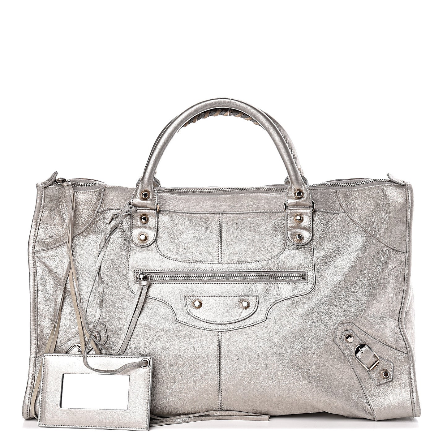 Metallic Agneau Classic Hardware Work Argent