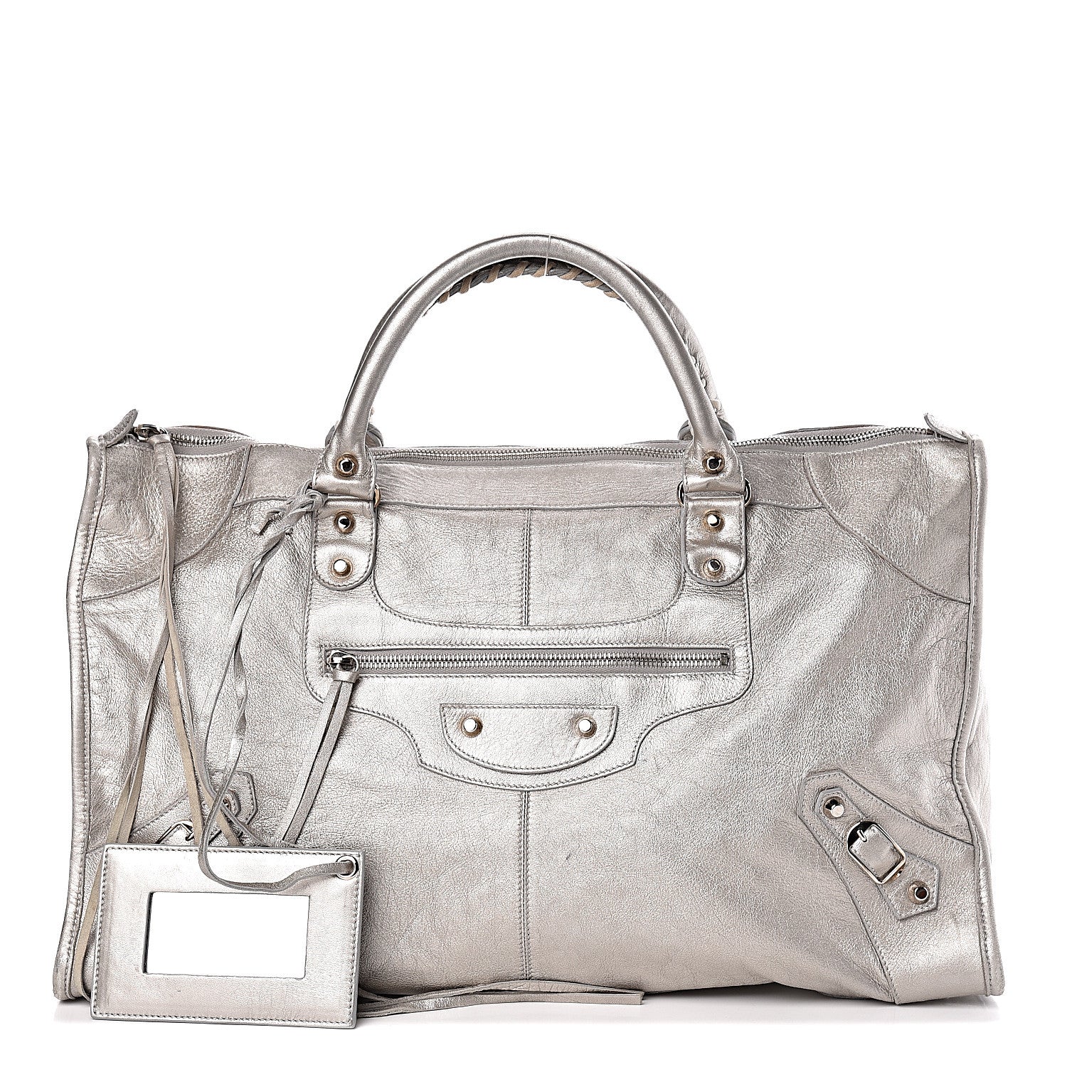 Balenciaga Metallic Agneau Classic Hardware Work Argent 2 of 11