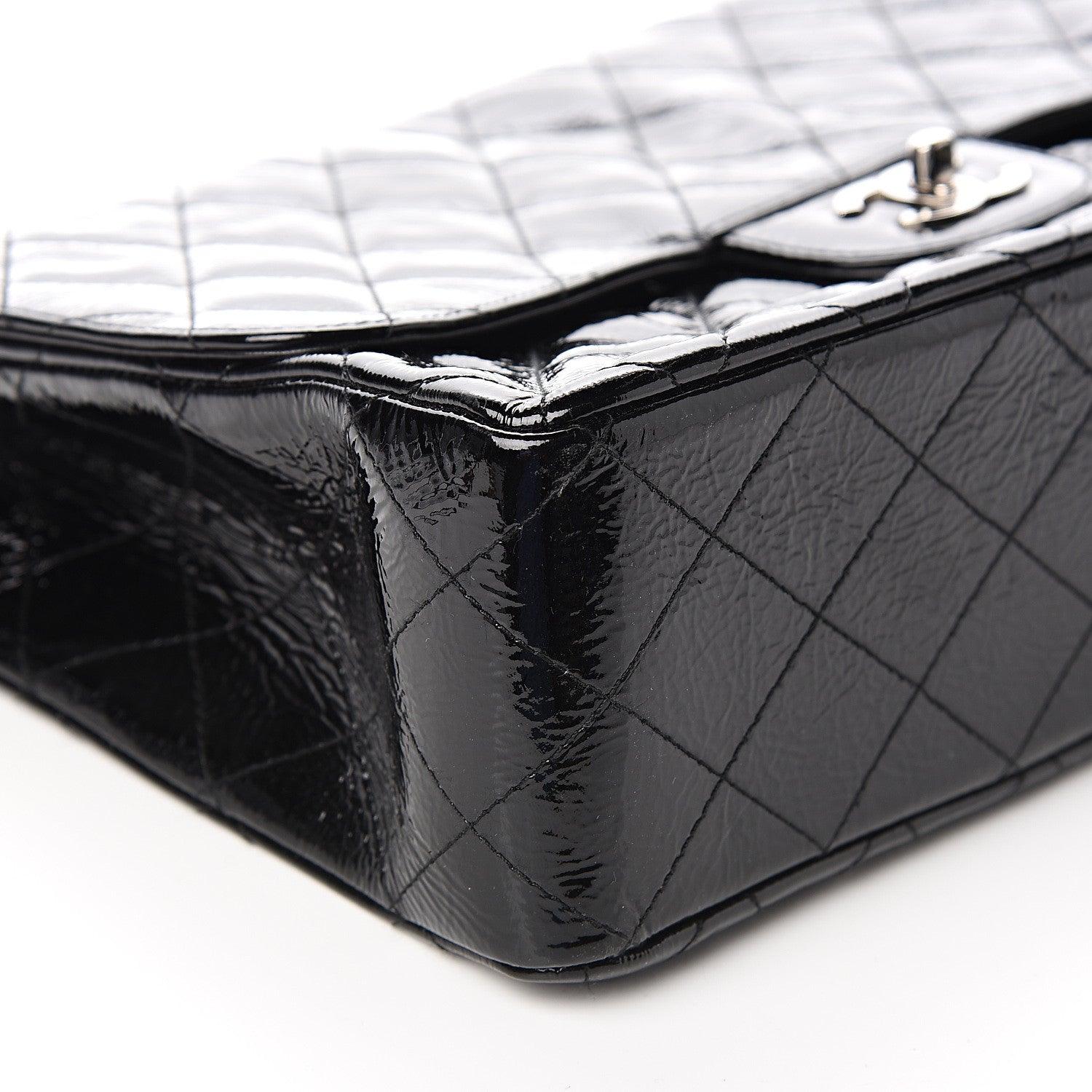 Chanel Distressed Patent Quilted Jumbo Single Flap Black 8 of 10