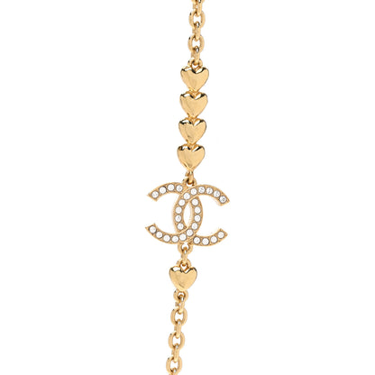 Chanel Crystal CC Heart Link Necklace Gold 4 of 6