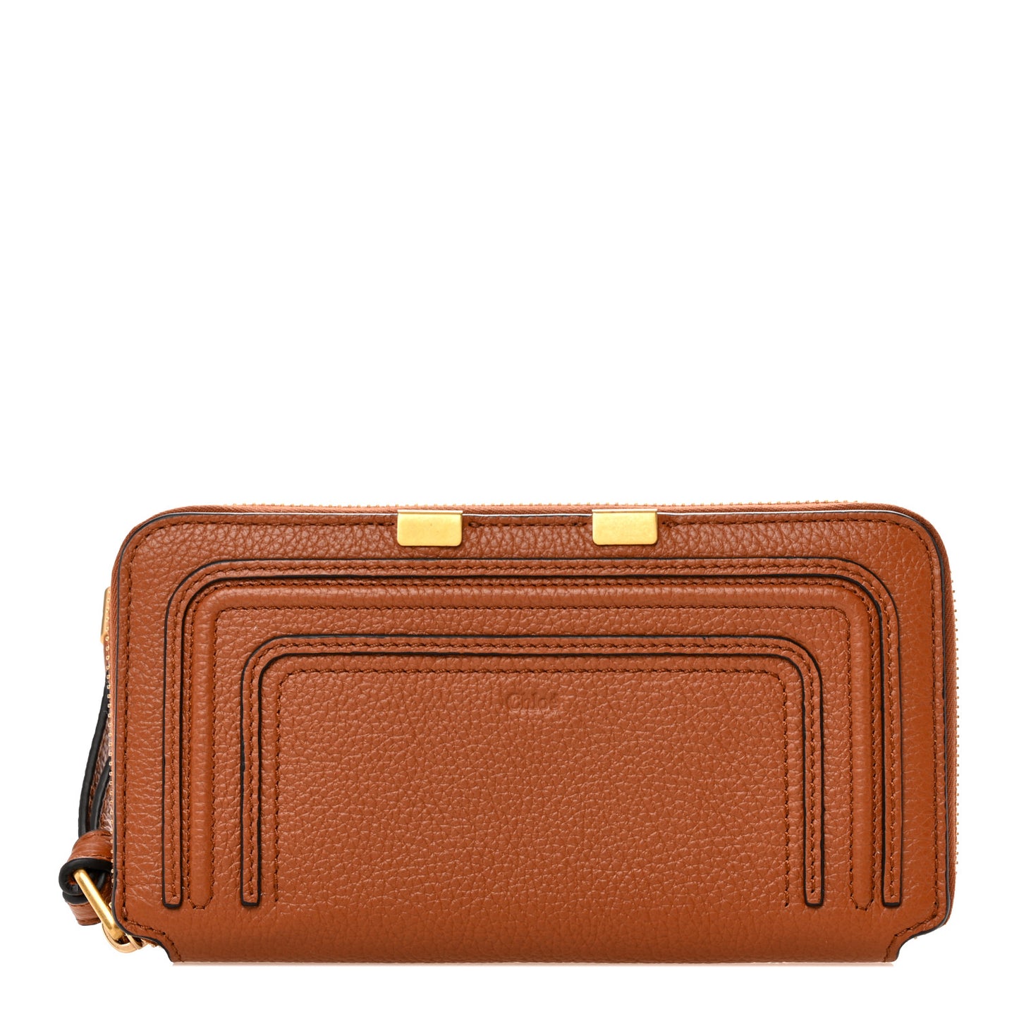 Grained Calfskin Marcie Long Zip Around Wallet Tan