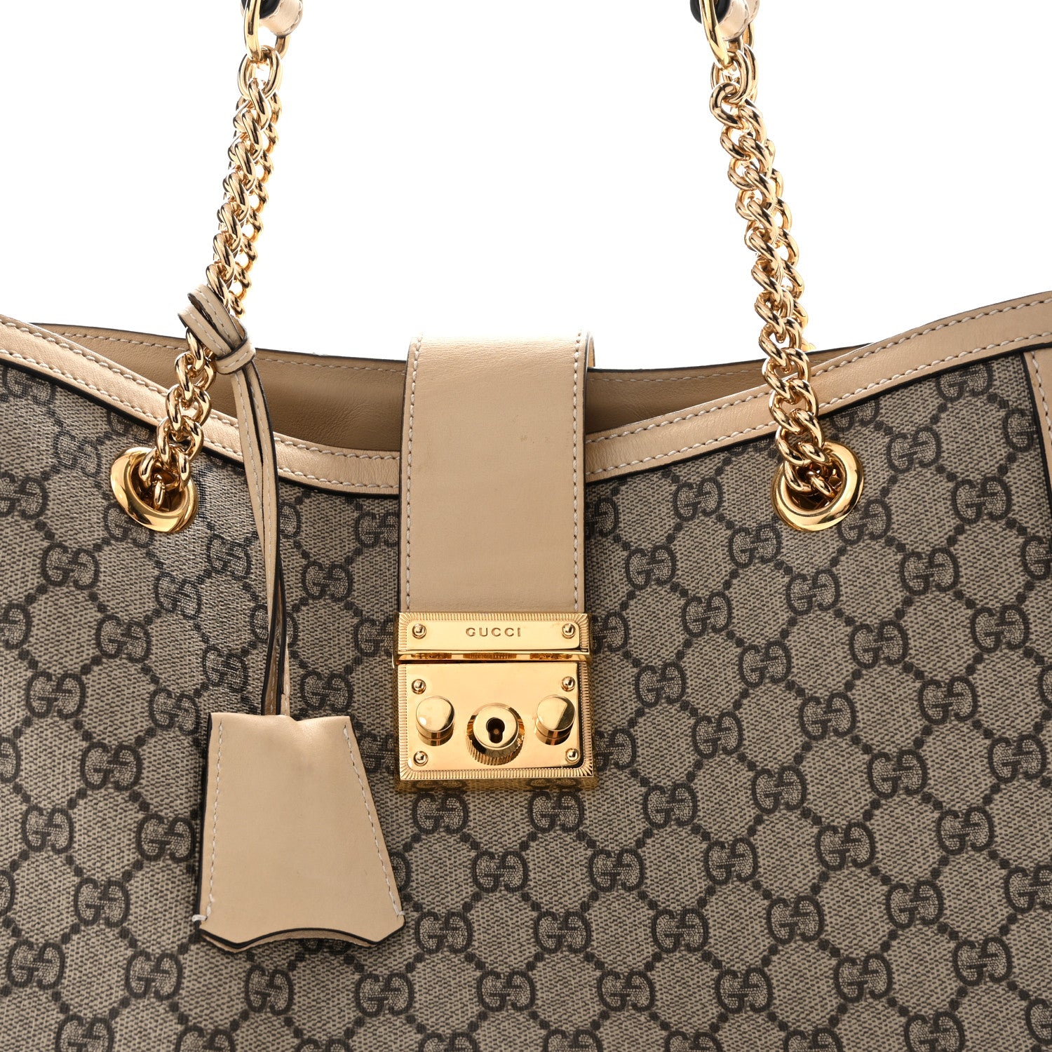 Gucci GG Supreme Monogram Medium Padlock Tote White 8 of 14