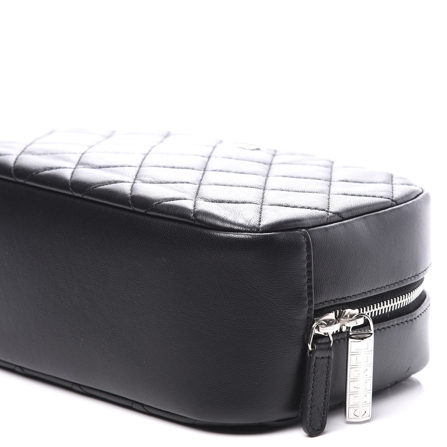 Chanel Lambskin Quilted Medium Curvy Pouch Cosmetic Case Black 8 of 9