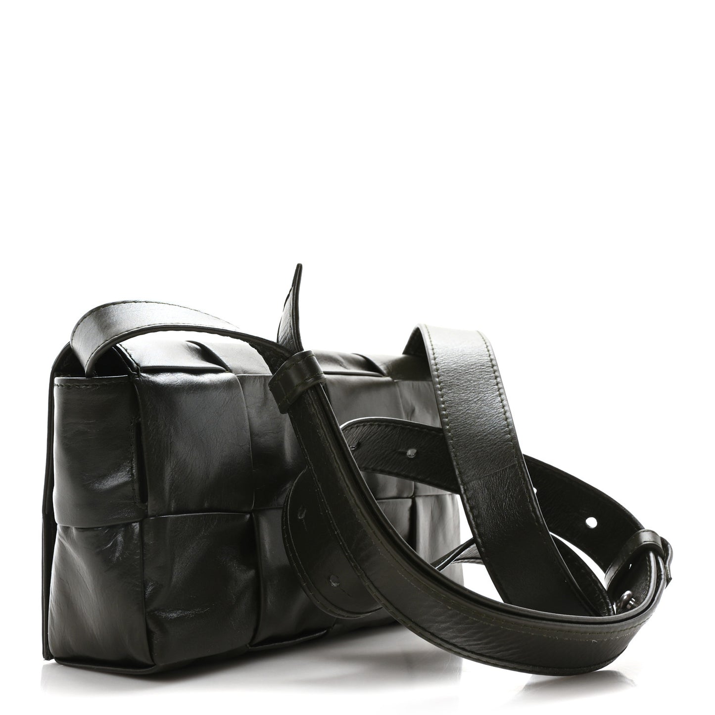 Paper Calfskin Intrecciato Cassette Belt Bag Crocodile