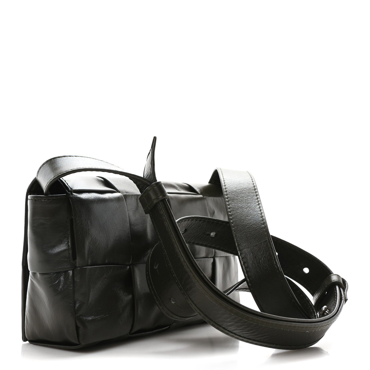 Bottega Veneta Paper Calfskin Intrecciato Cassette Belt Bag Crocodile 3 of 10