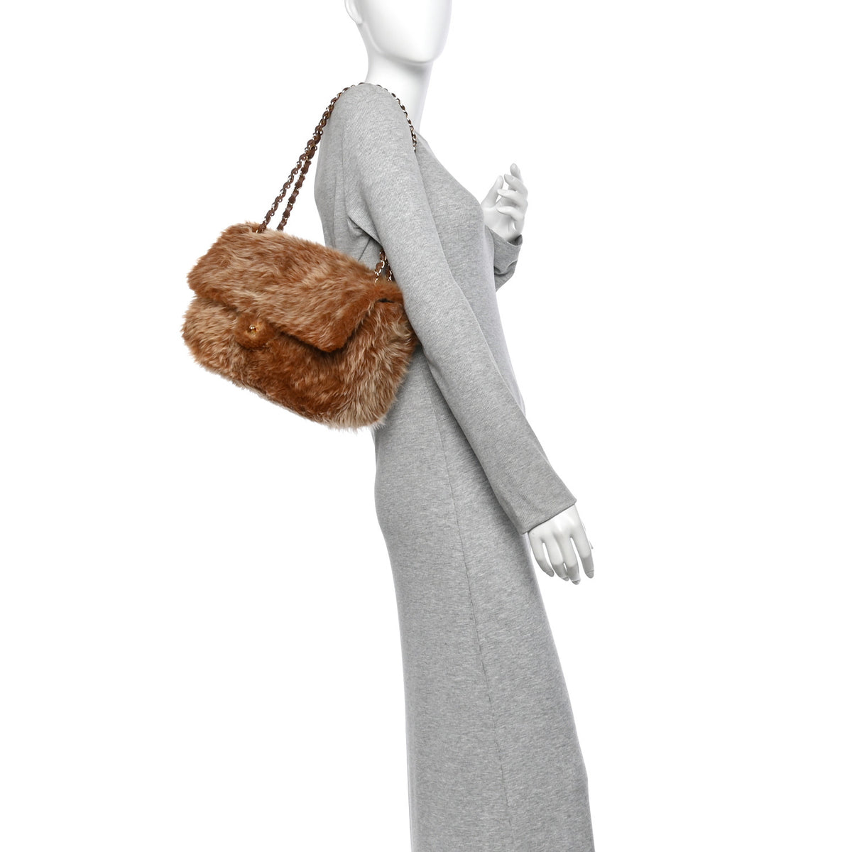Shearling Lambskin Small Souplissimo Maxi Flap Brown