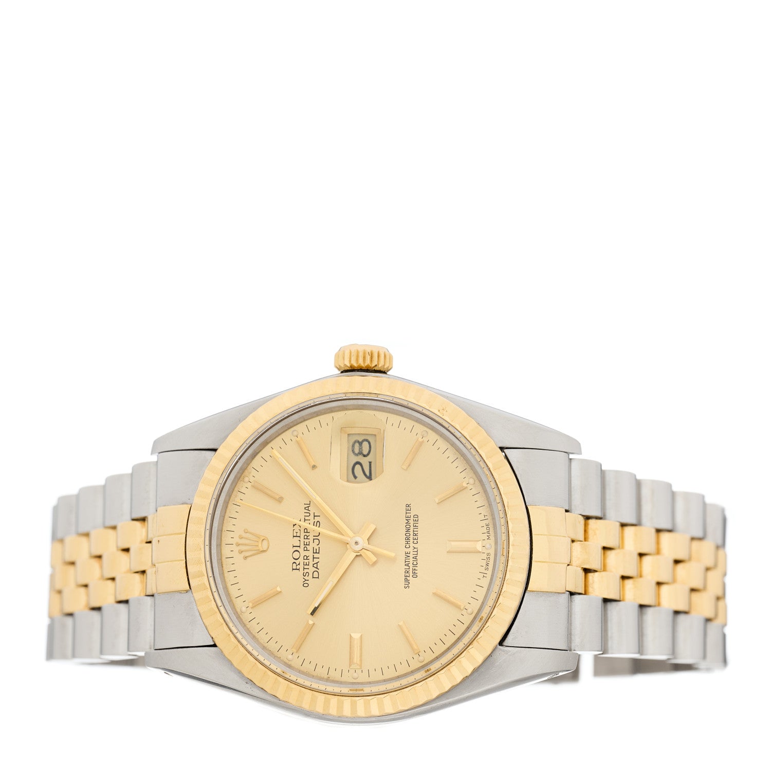 Rolex Stainless Steel 18K Yellow Gold 36mm Oyster Perpetual Datejust Watch Champagne 16013 2 of 5