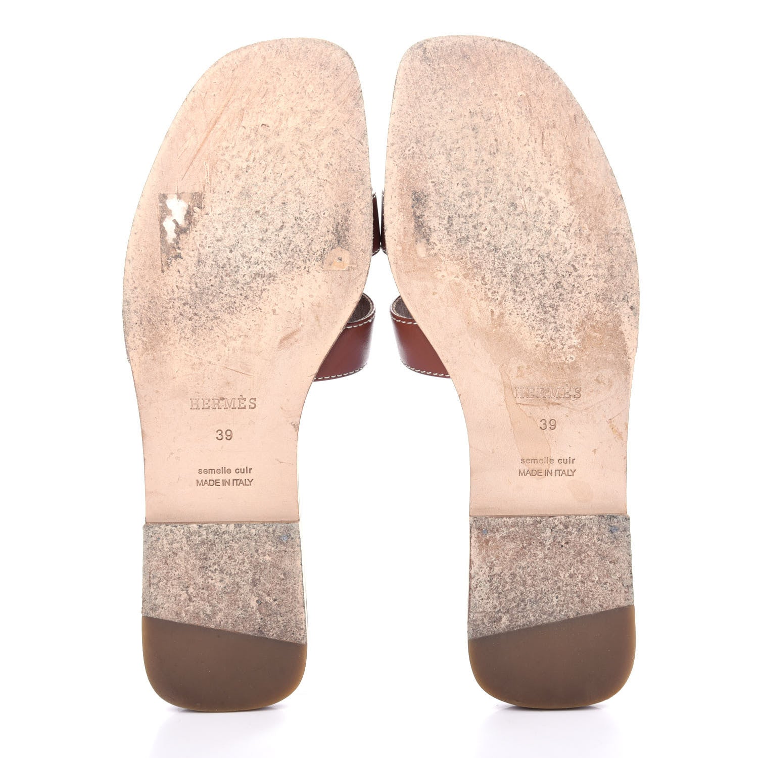 Hermes Box Calfskin Oran Sandals 39 Gold 6 of 10