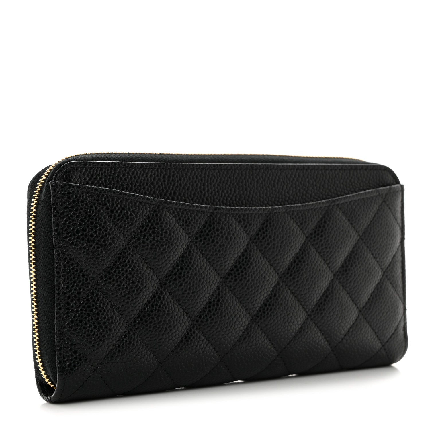 Chanel Caviar Quilted Large Gusset Zip Around Wallet Black 3 of 9